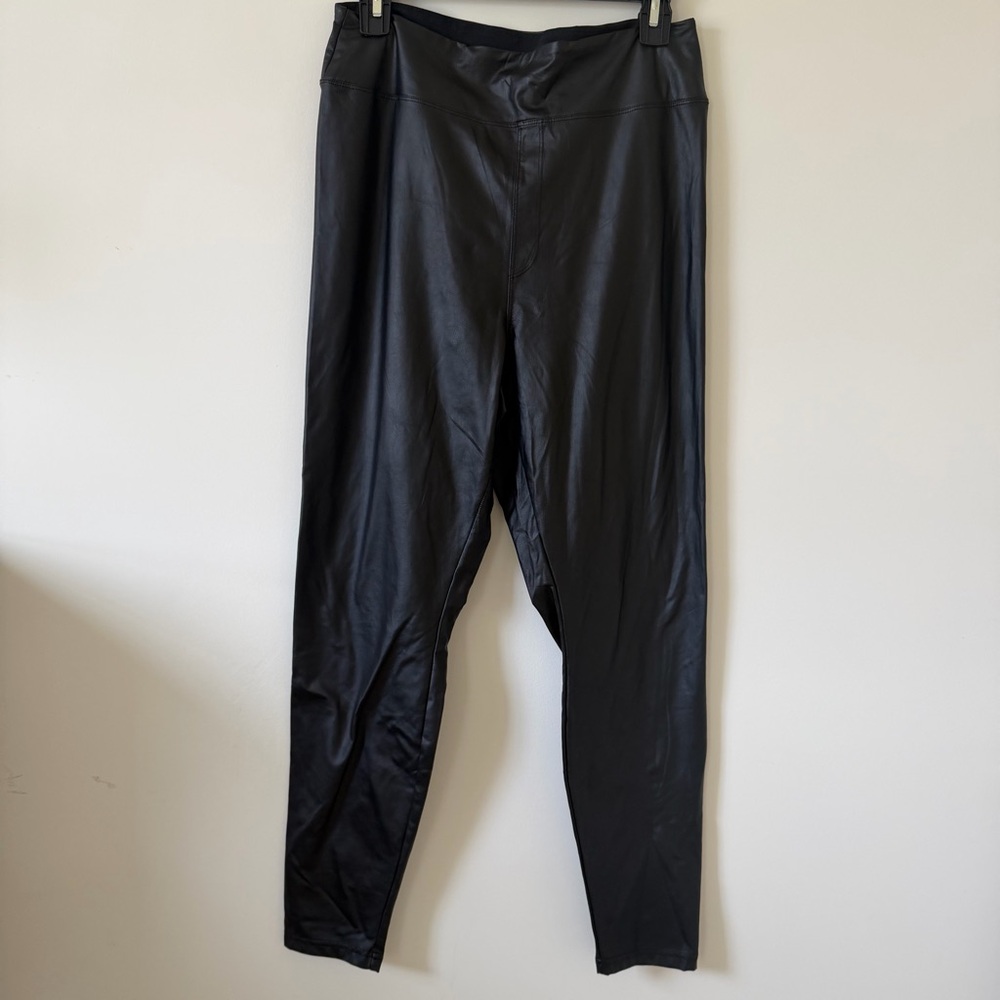 Aerie Offline Hi Rise Real Luxe Faux Leather Leggings Black Size XL